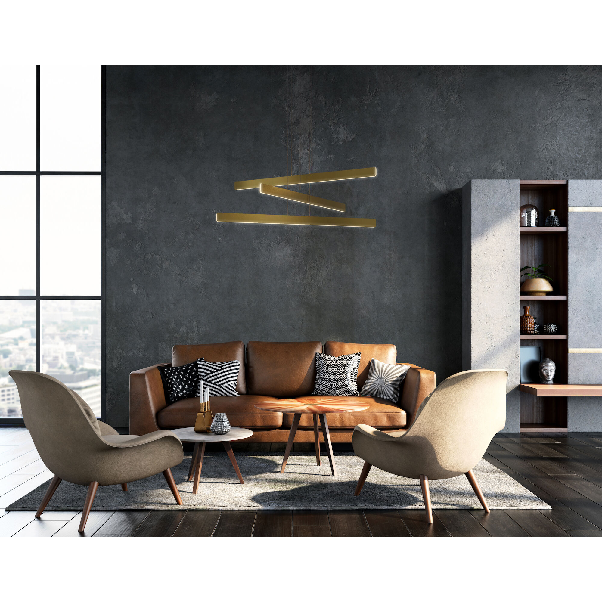 Sub LED 48 inch Gold Pendant Ceiling Light